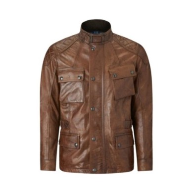 Belstaff Veste Turner en cuir ciré marron