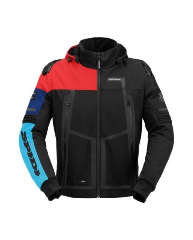 SPIDI Jacke Hoodie Warrior H2OUT schwarz-rot-blau