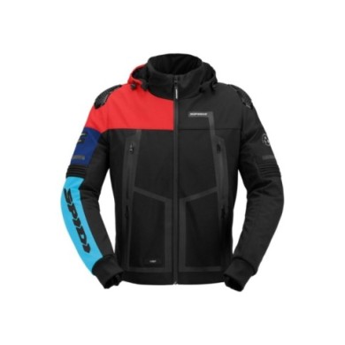SPIDI Veste Hoodie Warrior H2OUT noir-rouge-bleu