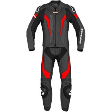 SPIDI Combinaison en cuir Laser Touring noir-rouge