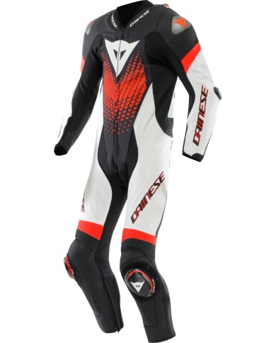 Dainese Lederkombi perf. 1-tlg. Laguna Seca 6 schwarz-weiss-fluo