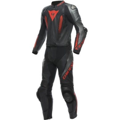 Dainese Lederkombi 2-tlg. Laguna Seca 5 schwarz-anthrazit-fluo rot