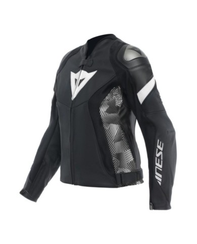 Dainese Giacca in pelle Avro 5 donna nero-nero-bianco