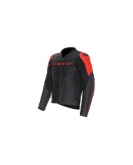 Dainese Veste en cuir Racing 5 noir-rouge fluo