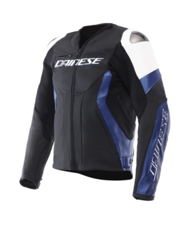 Giacca in pelle Dainese Racing 5 bianco-blu-nero