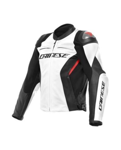 Giacca in pelle Dainese Racing 4 bianco-nero