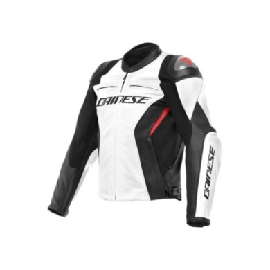 Giacca in pelle Dainese Racing 4 bianco-nero