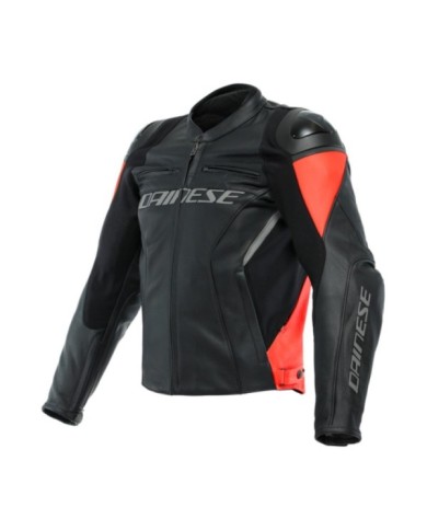 Giacca in pelle Dainese Racing 4 nero-rosso fluo