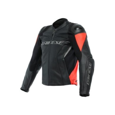 Dainese Veste en cuir Racing 4 noir-fluo rouge