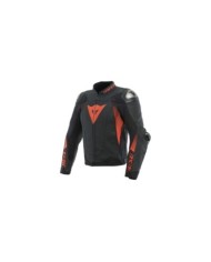 Giacca in pelle Dainese Super Speed 4 nero opaco, rosso neon