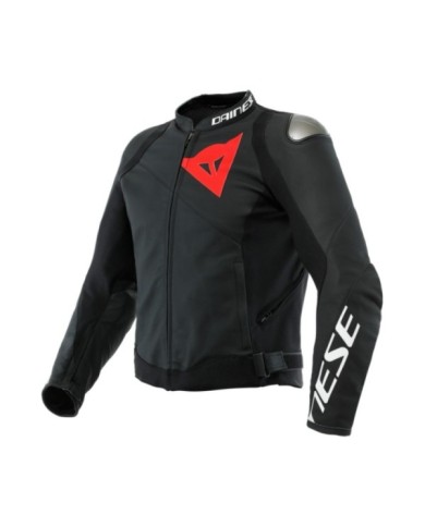 Dainese Veste en cuir Sportiva noir mat-noir