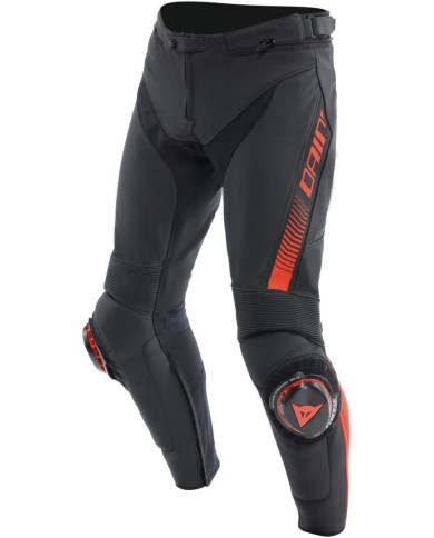 Dainese Pantaloni in pelle Super Speed nero-rosso fluo