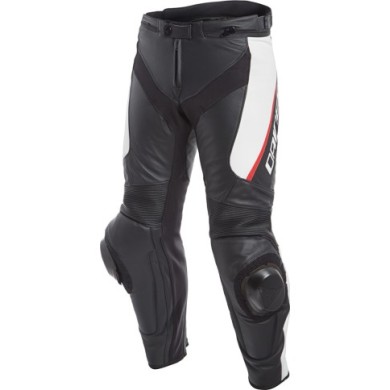 Dainese Pantaloni in pelle DELTA 3 nero-bianco-rosso