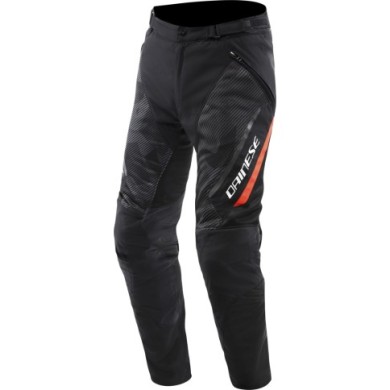 Dainese Hose Drake 2 Super Air Tex schwarz-anthrazit-fluo rot