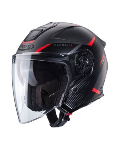 Caberg Casque jet Flyon II Boss gris-rouge-noir mat