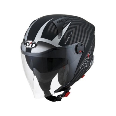 KYT Casco jet D-City Lucent nero-argento opaco
