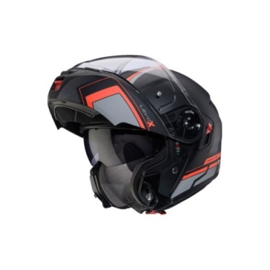 Caberg Levo X Elite casco modulare nero-grigio-rosso fluorescente opaco