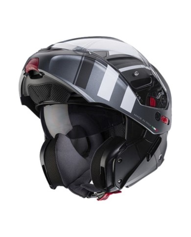 Caberg Horus X Road Casco modulare nero-argento scuro-bianco opaco