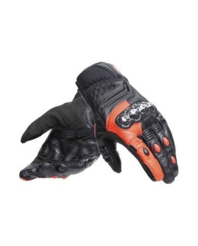 Dainese Gants en cuir Carbon 4 Kurz noir-fluo rouge