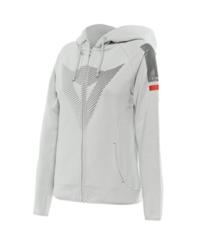Dainese Dames Felpa con cappuccio Fade grigio chiaro-grigio scuro-rosso