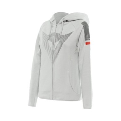 Dainese Dames Felpa con cappuccio Fade grigio chiaro-grigio scuro-rosso