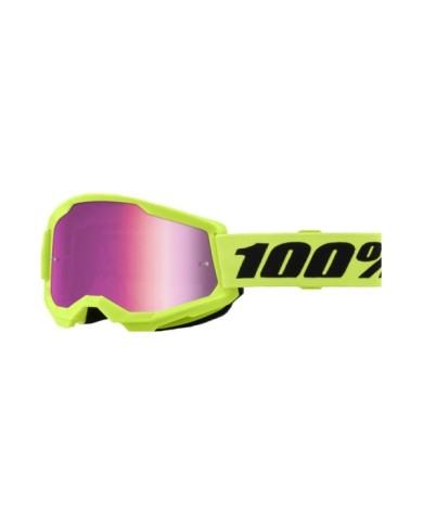 100percent STRATA 2 Maschera Neon Yellow - Lenti Mirror Pink