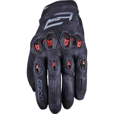 Five Gloves Guanti Stunt Evo 2 mimetici nero-rosso