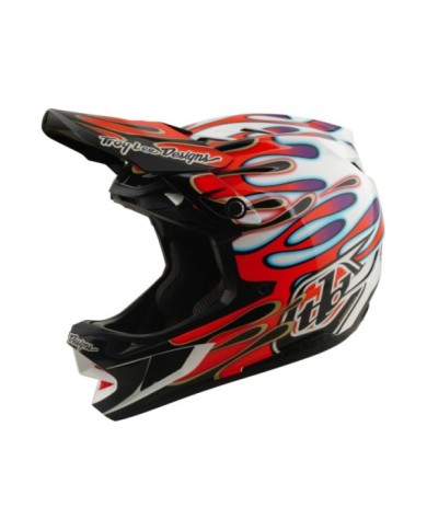 Troy Lee Designs Casco composito D4 W Mips - Overspray bianco-rosso