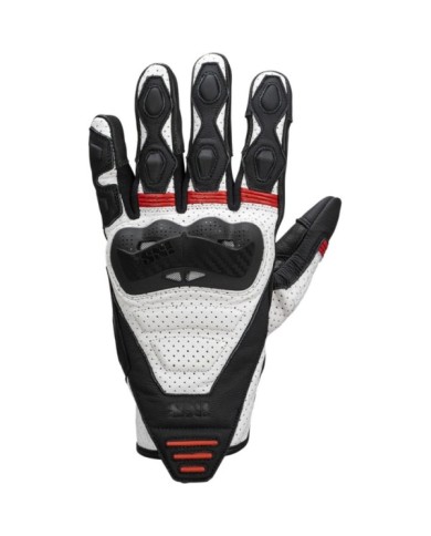 guanti in pelle iXS Rapid 1.0 nero-bianco-rosso