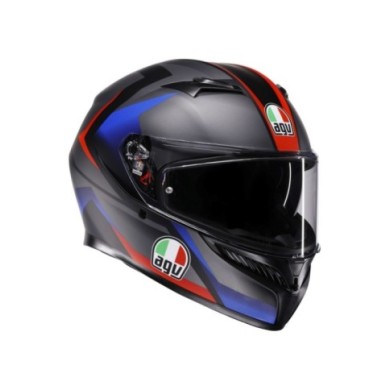 AGV Casque intégral K3 Striga noir mat bleu rouge