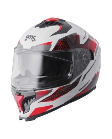 gms Casco integrale Gelero bianco-rosso-grigio