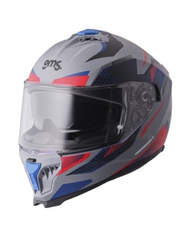 gms Casque intégrale Gelero mat gris-bleu-rouge