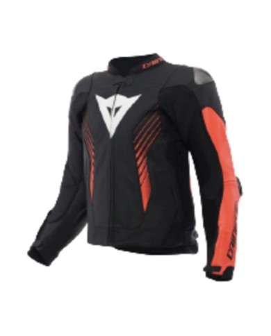 Dainese Super Speed 5 Leather Veste noir-rouge-fluo-blanc