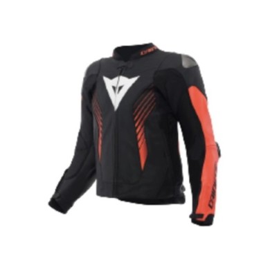 Dainese Super Speed 5 Leather Veste noir-rouge-fluo-blanc