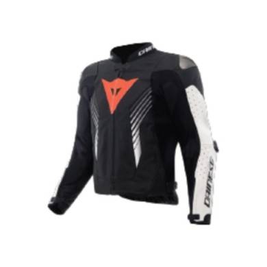 Dainese Super Speed 5 Leather Veste Perf. noir-blanc-rouge-fluo