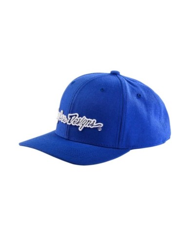 Troy Lee Designs Curved Snapback Hat - Signature bleu-blanc