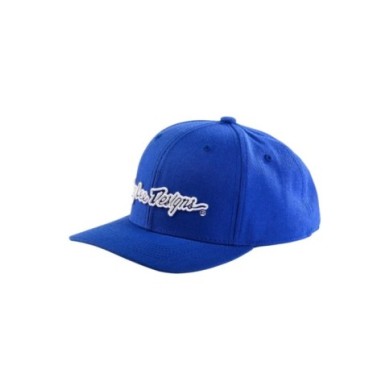 Troy Lee Designs Curved Snapback Hat - Signature bleu-blanc