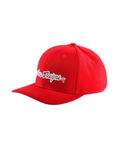 Troy Lee Designs Curved Snapback Hat - Signature rouge-blanc