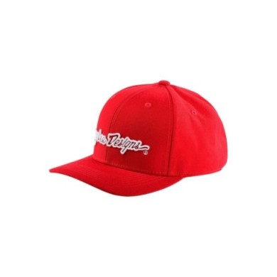 Troy Lee Designs Curved Snapback Hat - Signature rouge-blanc