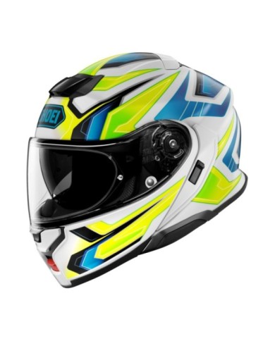 SHOEI Casque pliable Neotec 3 Anthem TC-3, blanc-clair bleu-neon