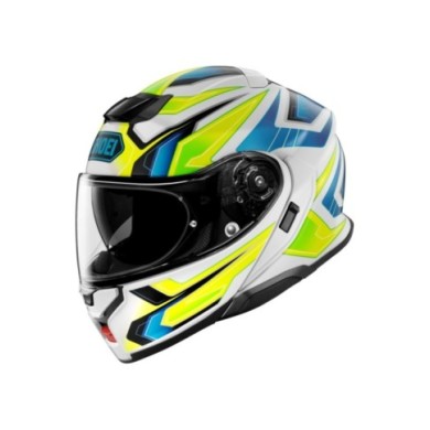 SHOEI Casque pliable Neotec 3 Anthem TC-3, blanc-clair bleu-neon