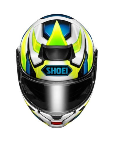 SHOEI Casque pliable Neotec 3 Anthem TC-3, blanc-clair bleu-neon