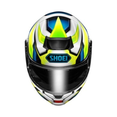 SHOEI Casque pliable Neotec 3 Anthem TC-3, blanc-clair bleu-neon