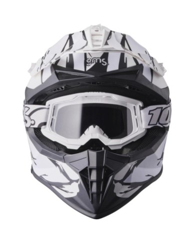 gms Casque de Motocross Fortis Graffi mat noir-blanc