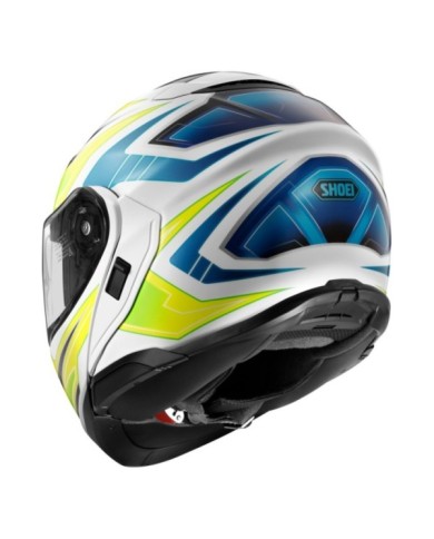 SHOEI Casque pliable Neotec 3 Anthem TC-3, blanc-clair bleu-neon