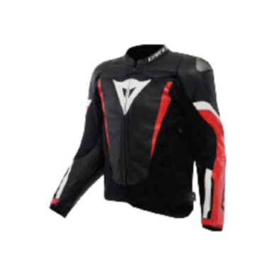Dainese Jacke Avro 6 Leather schwarz-rot-lava-weiss