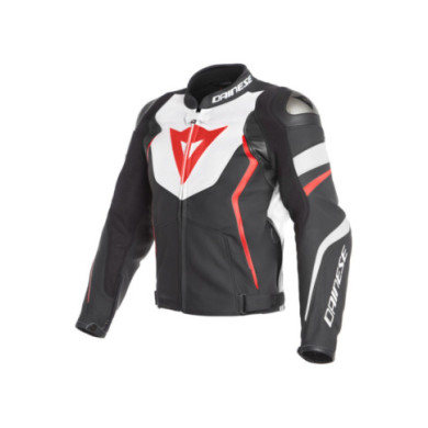 Dainese Lederjacke AVRO 4 schwarz matt-weiss-rot