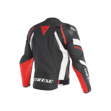 Dainese Lederjacke AVRO 4 schwarz matt-weiss-rot