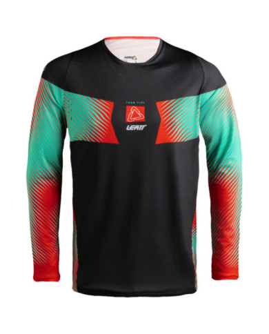 Leatt Jersey Moto 4.5 Lite V27 hatched rot-schwarz-türkis