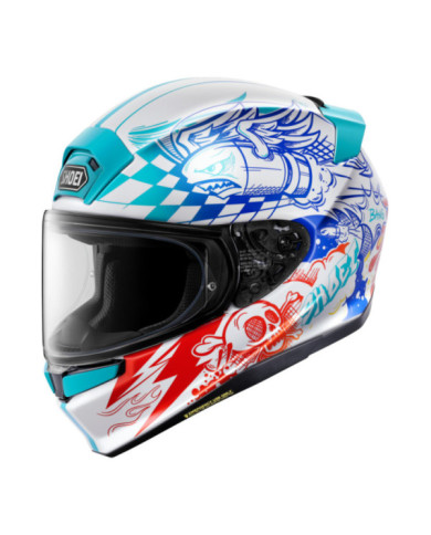 SHOEI Casque intégral NXR3 Kaboom TC-10 blanc-bleu-rouge